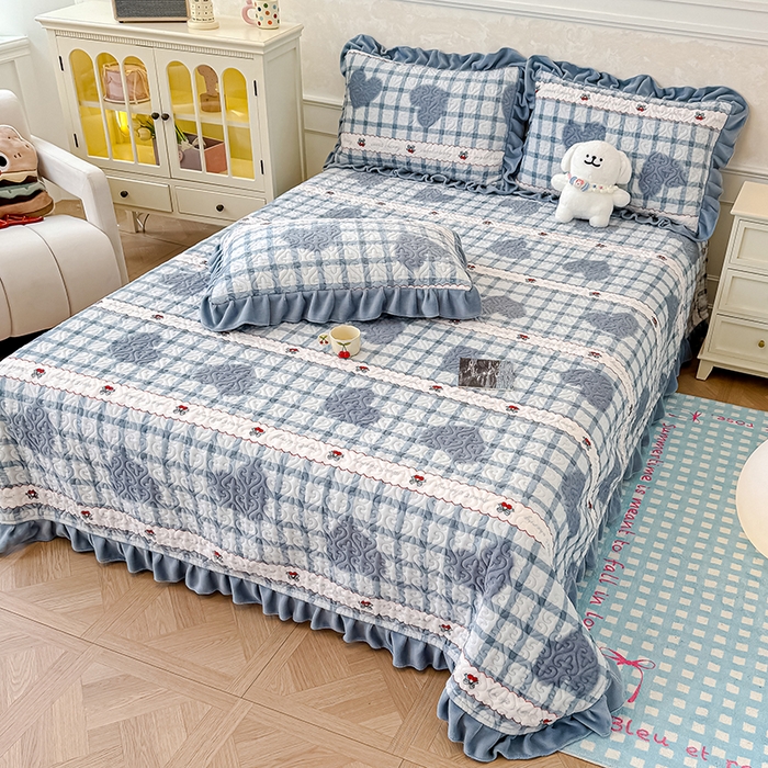 91家纺网 家纺一手货源 找家纺 归属 2025新款牛奶绒床盖四件套 西西里樱桃