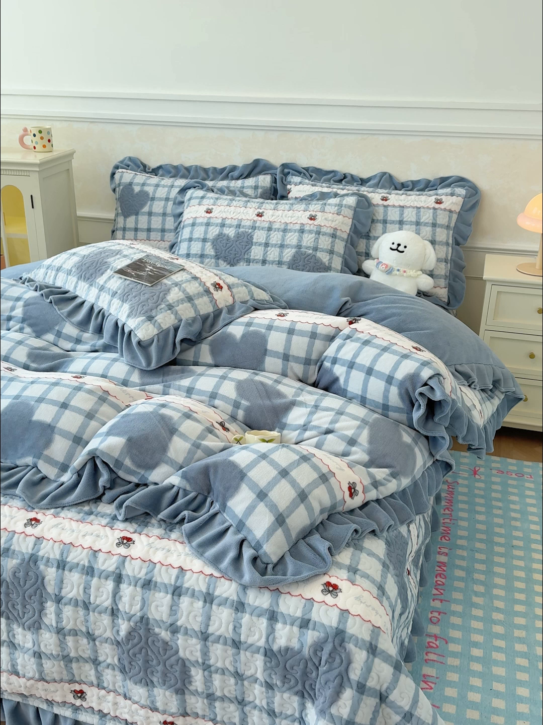 91家纺网 家纺一手货源 找家纺 归属 2025新款牛奶绒床盖四件套 西西里樱桃