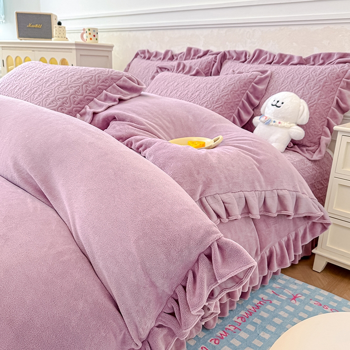 归属 2025新款牛奶绒床盖四件套 紫罗兰