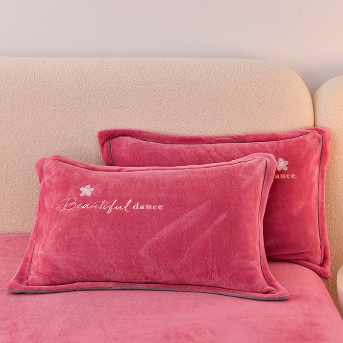 91家纺网 家纺一手货源 找家纺 畅畅家纺 2025新款A类亲肤舒适高克重牛奶绒绣花刺绣系列冬季四件套-花海 花海-红豆沙