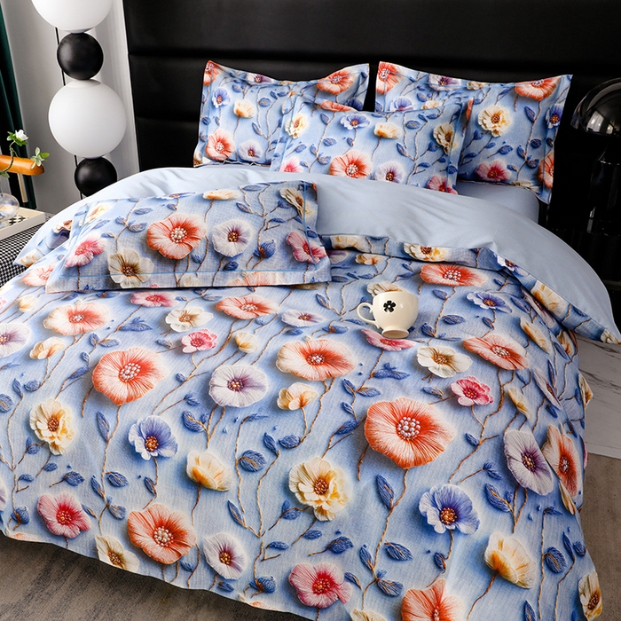 91家纺网 家纺一手货源 找家纺 （总）幸嘉轩 2025新款亲肤舒适5D数码印花四件套