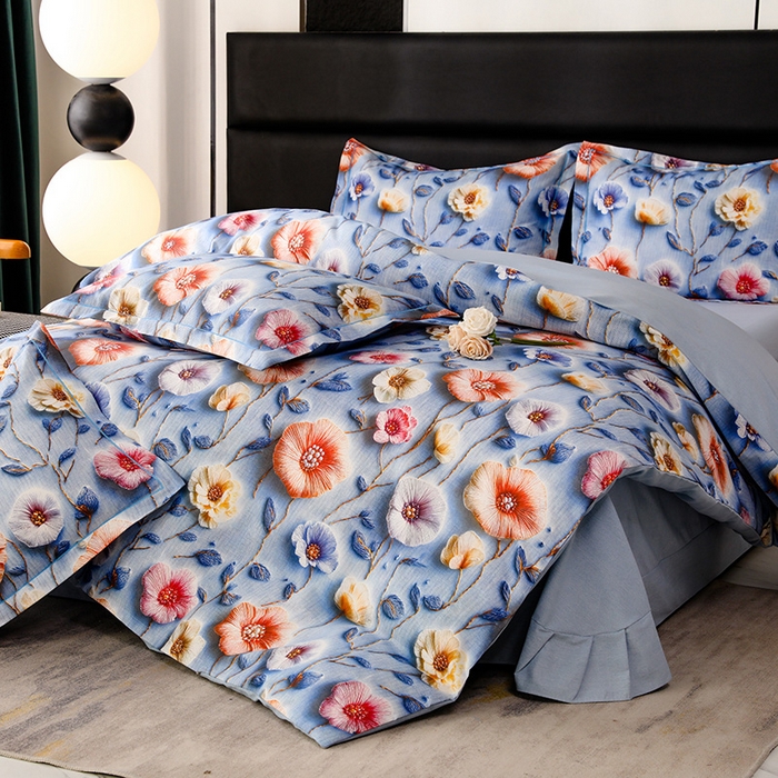 91家纺网 家纺一手货源 找家纺 （总）幸嘉轩 2025新款亲肤舒适5D数码印花四件套