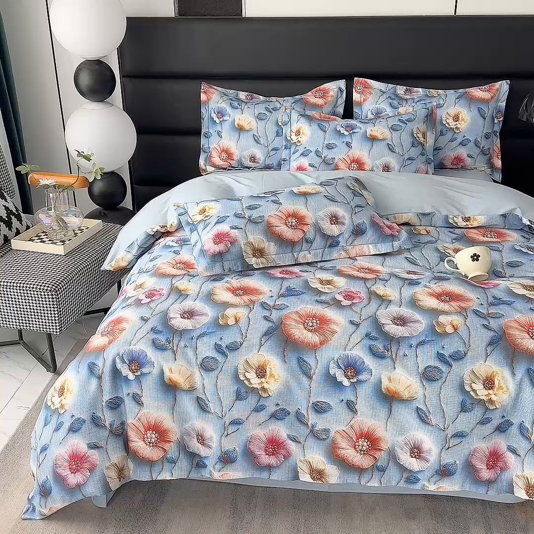 91家纺网 家纺一手货源 找家纺 （总）幸嘉轩 2025新款亲肤舒适5D数码印花四件套