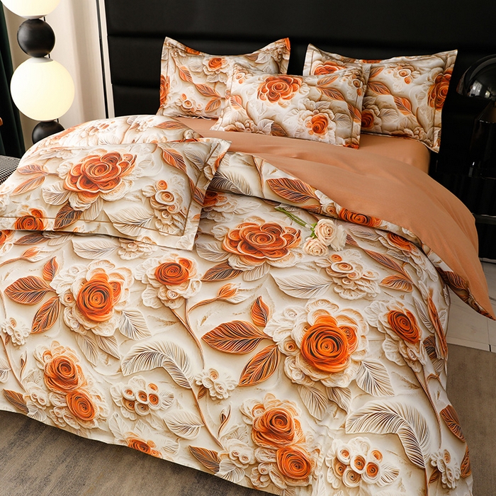 91家纺网 家纺一手货源 找家纺 幸嘉轩 2025新款亲肤舒适5D数码印花四件套 婉约之美