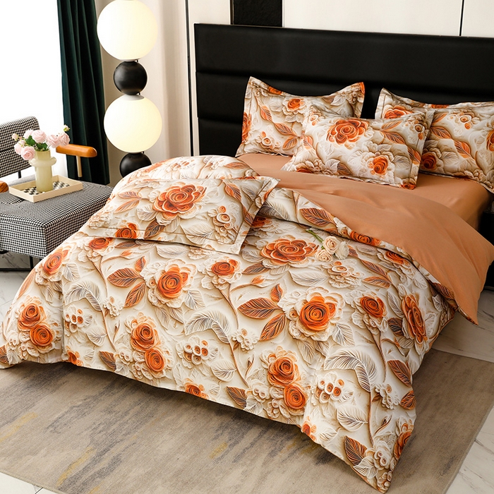 91家纺网 家纺一手货源 找家纺 幸嘉轩 2025新款亲肤舒适5D数码印花四件套 婉约之美