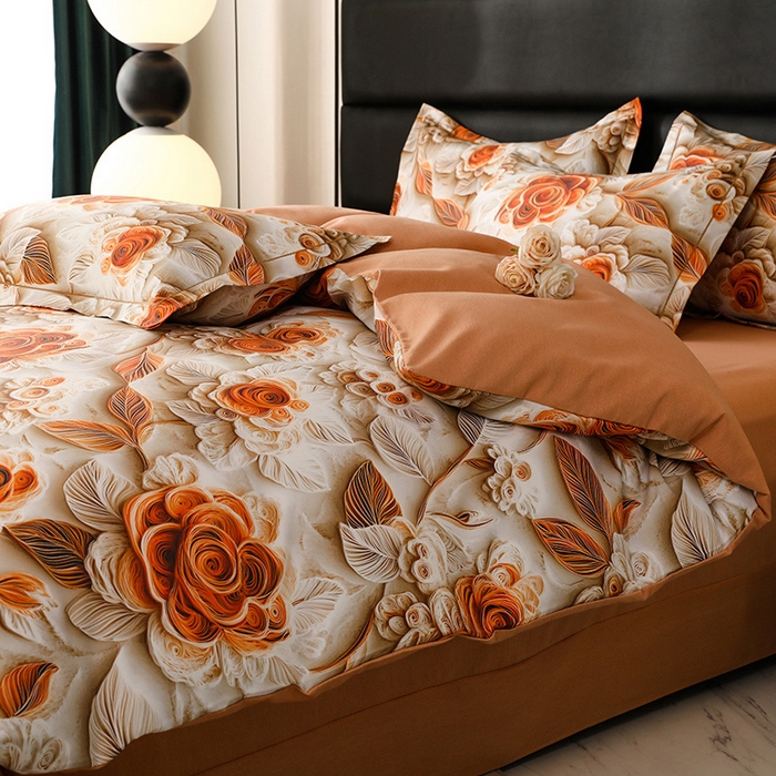 91家纺网 家纺一手货源 找家纺 幸嘉轩 2025新款亲肤舒适5D数码印花四件套 婉约之美