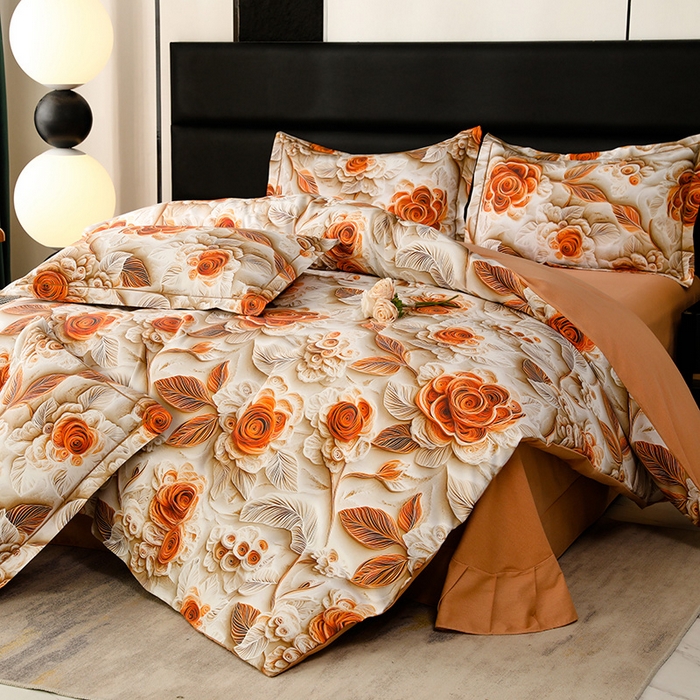 91家纺网 家纺一手货源 找家纺 幸嘉轩 2025新款亲肤舒适5D数码印花四件套 婉约之美