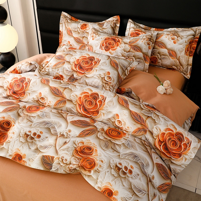 91家纺网 家纺一手货源 找家纺 幸嘉轩 2025新款亲肤舒适5D数码印花四件套 婉约之美