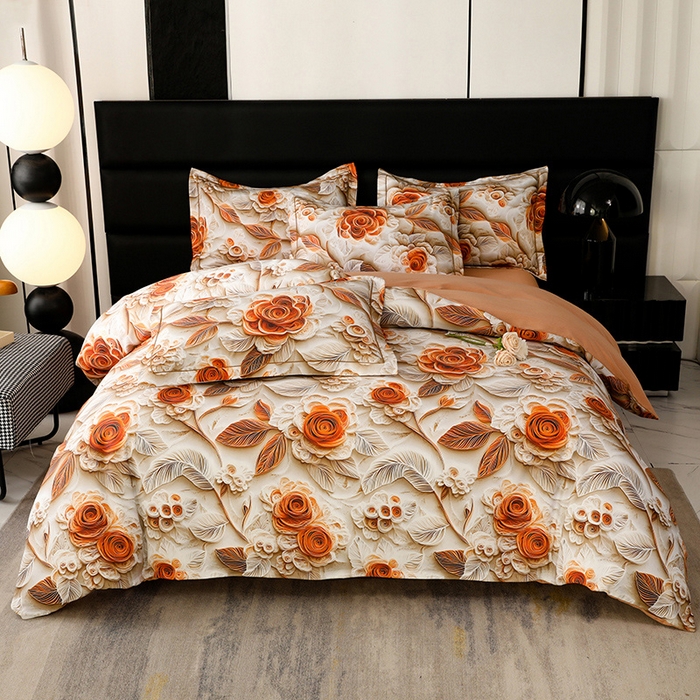 91家纺网 家纺一手货源 找家纺 幸嘉轩 2025新款亲肤舒适5D数码印花四件套 婉约之美