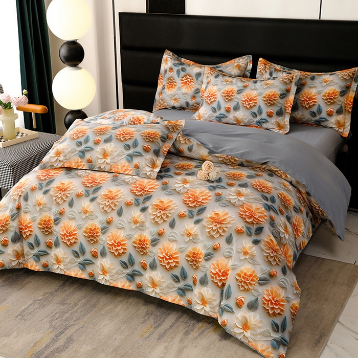 91家纺网 家纺一手货源 找家纺 幸嘉轩 2025新款亲肤舒适5D数码印花四件套 雅悦