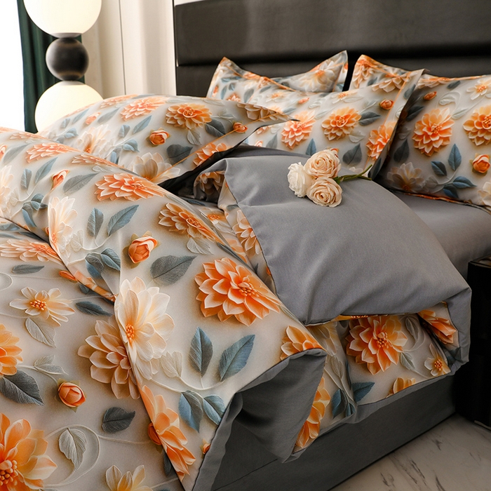 91家纺网 家纺一手货源 找家纺 幸嘉轩 2025新款亲肤舒适5D数码印花四件套 雅悦