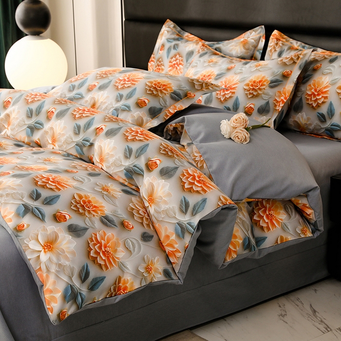 91家纺网 家纺一手货源 找家纺 幸嘉轩 2025新款亲肤舒适5D数码印花四件套 雅悦