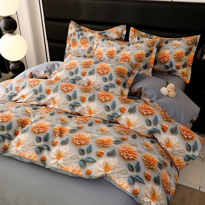 91家纺网 家纺一手货源 找家纺 幸嘉轩 2025新款亲肤舒适5D数码印花四件套 雅悦