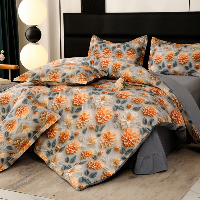 91家纺网 家纺一手货源 找家纺 幸嘉轩 2025新款亲肤舒适5D数码印花四件套 雅悦