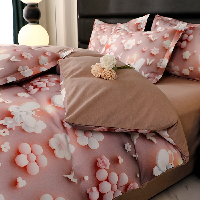 91家纺网 家纺一手货源 找家纺 幸嘉轩 2025新款亲肤舒适5D数码印花四件套 春日恋歌