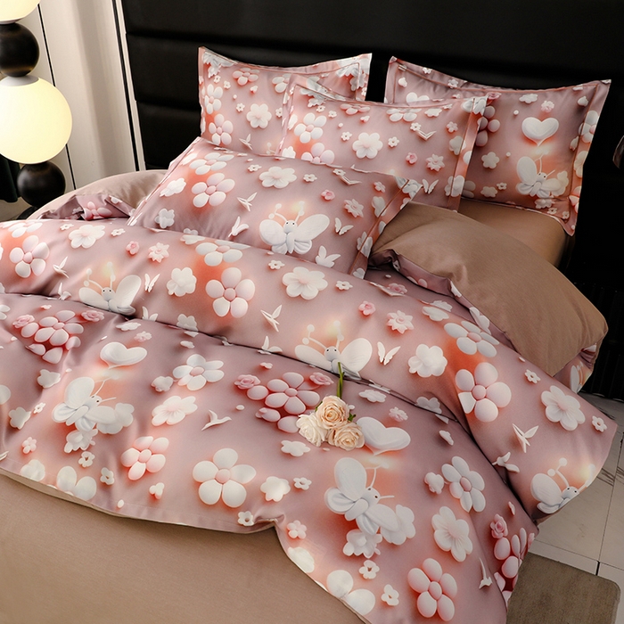 91家纺网 家纺一手货源 找家纺 幸嘉轩 2025新款亲肤舒适5D数码印花四件套 春日恋歌