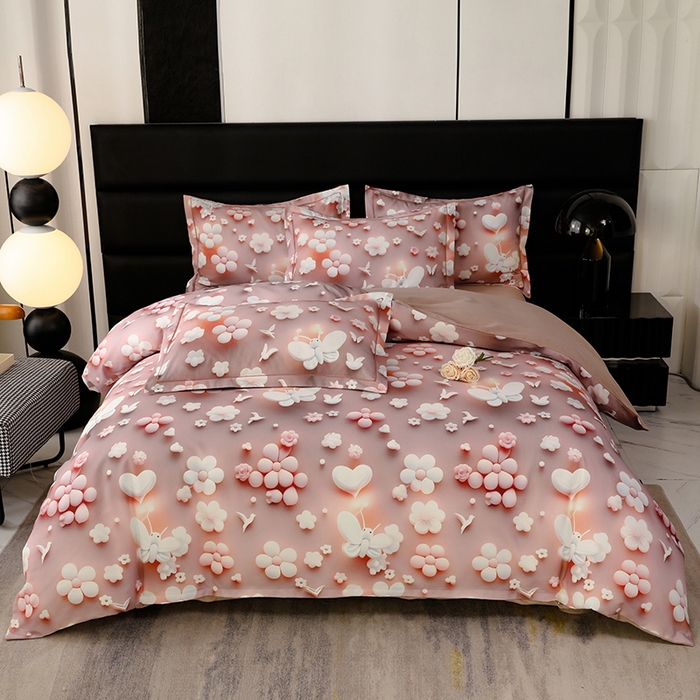 91家纺网 家纺一手货源 找家纺 幸嘉轩 2025新款亲肤舒适5D数码印花四件套 春日恋歌