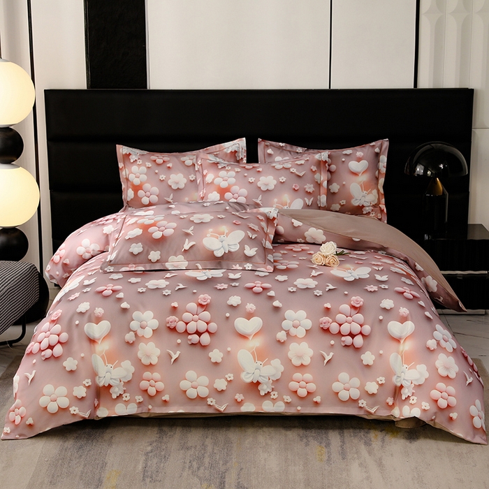 91家纺网 家纺一手货源 找家纺 幸嘉轩 2025新款亲肤舒适5D数码印花四件套 春日恋歌