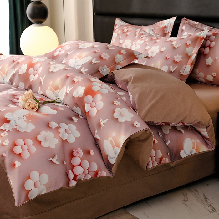 91家纺网 家纺一手货源 找家纺 幸嘉轩 2025新款亲肤舒适5D数码印花四件套 春日恋歌