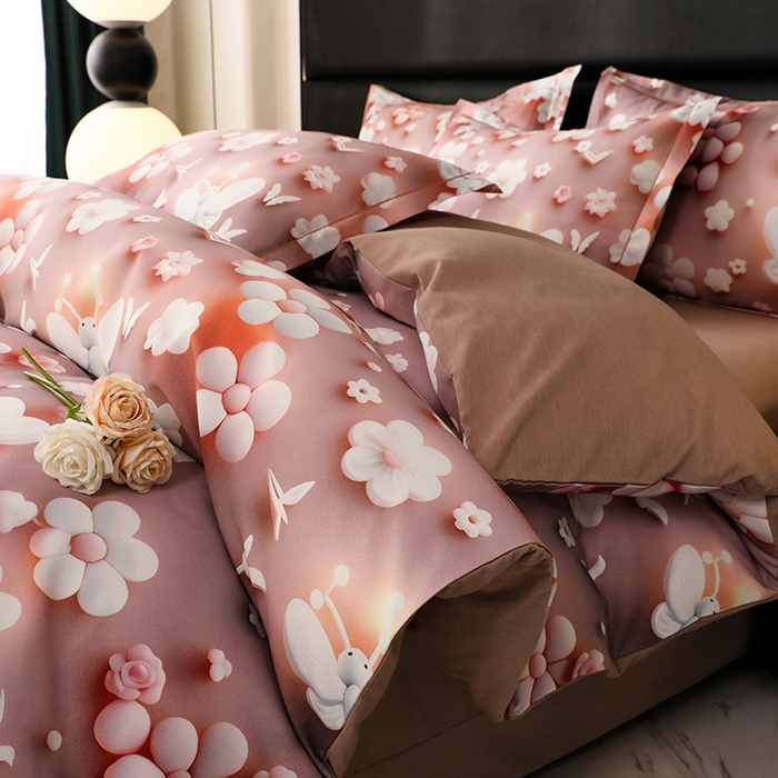 91家纺网 家纺一手货源 找家纺 幸嘉轩 2025新款亲肤舒适5D数码印花四件套 春日恋歌