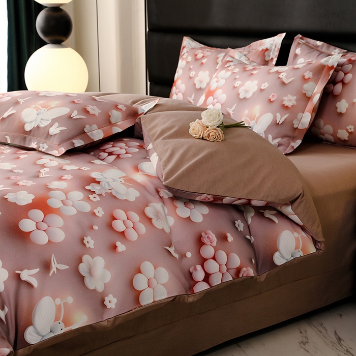 91家纺网 家纺一手货源 找家纺 幸嘉轩 2025新款亲肤舒适5D数码印花四件套 春日恋歌