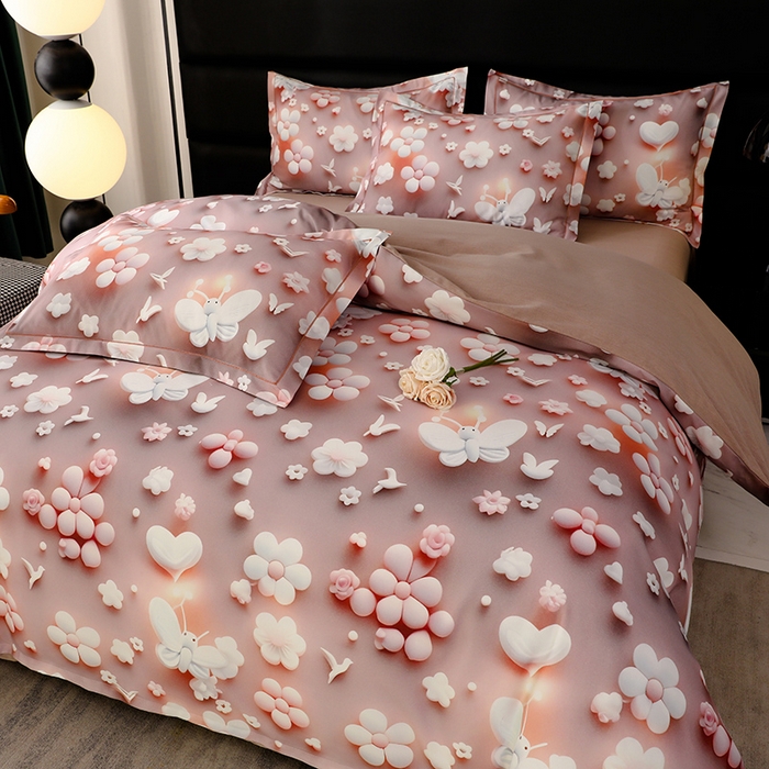 91家纺网 家纺一手货源 找家纺 幸嘉轩 2025新款亲肤舒适5D数码印花四件套 春日恋歌