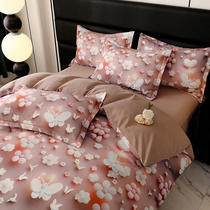 91家纺网 家纺一手货源 找家纺 幸嘉轩 2025新款亲肤舒适5D数码印花四件套 春日恋歌