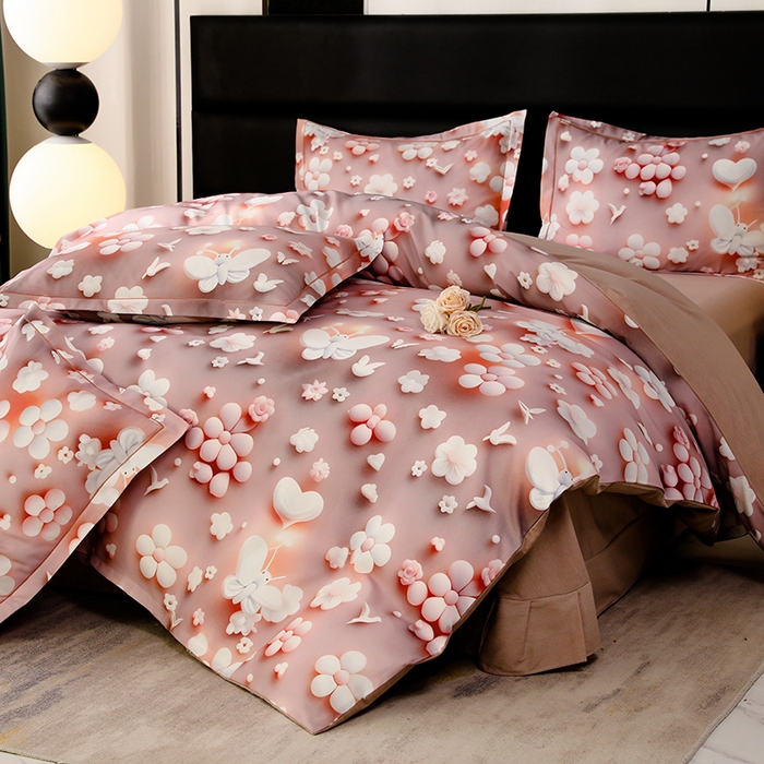 91家纺网 家纺一手货源 找家纺 幸嘉轩 2025新款亲肤舒适5D数码印花四件套 春日恋歌