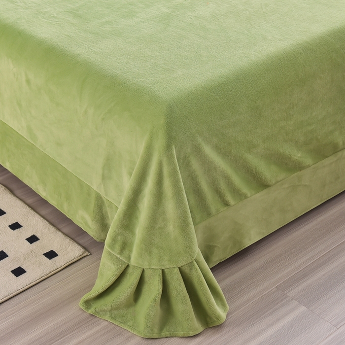 91家纺网 家纺一手货源 找家纺 畅畅家纺 2025新款A类亲肤舒适高克重牛奶绒绣花系列冬季四件套-繁花似锦 繁花似锦-草绿