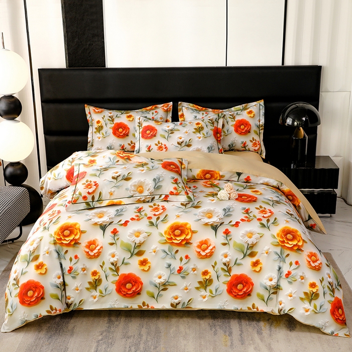 91家纺网 家纺一手货源 找家纺 幸嘉轩 2025新款亲肤舒适5D数码印花四件套 芸芸花香