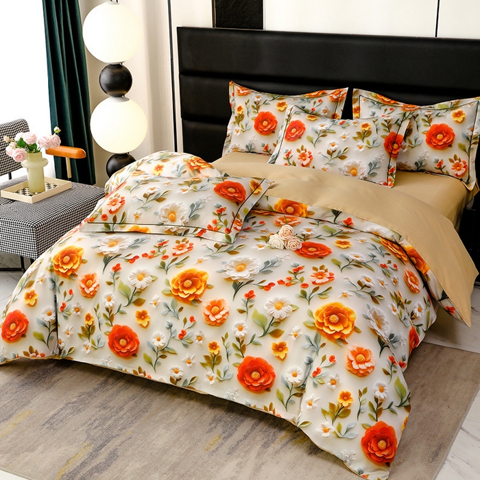 91家纺网 家纺一手货源 找家纺 幸嘉轩 2025新款亲肤舒适5D数码印花四件套 芸芸花香