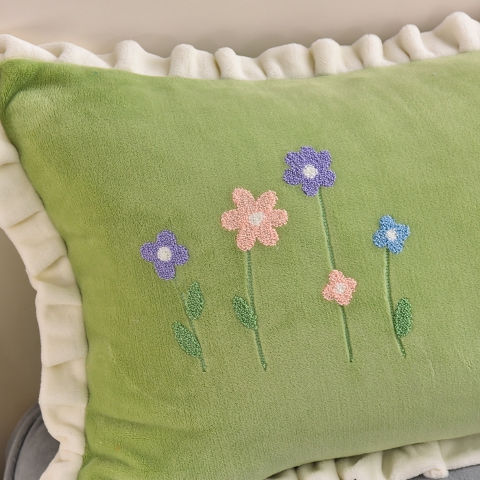 91家纺网 家纺一手货源 找家纺 畅畅家纺 2025新款A类亲肤舒适高克重牛奶绒绣花系列冬季四件套-繁花似锦 繁花似锦-草绿+灰