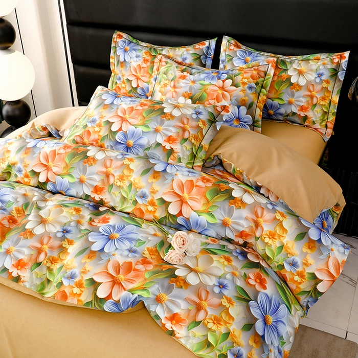 91家纺网 家纺一手货源 找家纺 幸嘉轩 2025新款亲肤舒适5D数码印花四件套 香草美人