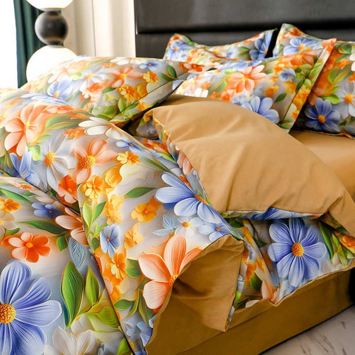 91家纺网 家纺一手货源 找家纺 幸嘉轩 2025新款亲肤舒适5D数码印花四件套 香草美人