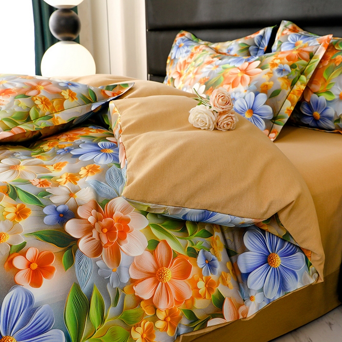 91家纺网 家纺一手货源 找家纺 幸嘉轩 2025新款亲肤舒适5D数码印花四件套 香草美人