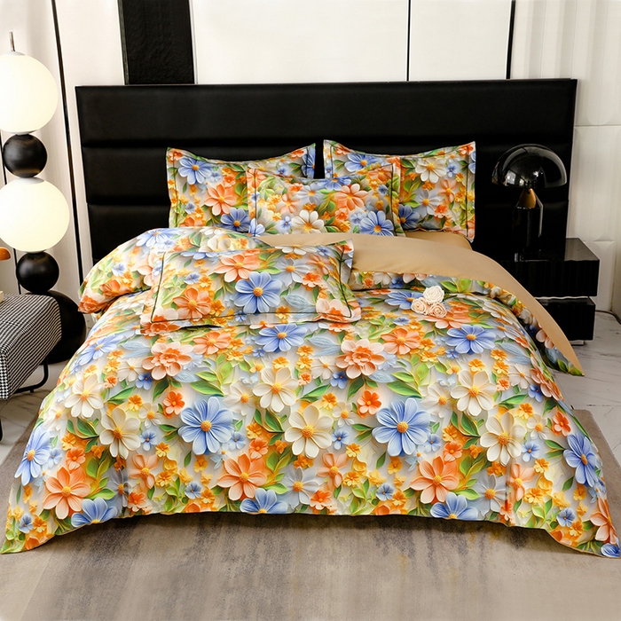 91家纺网 家纺一手货源 找家纺 幸嘉轩 2025新款亲肤舒适5D数码印花四件套 香草美人