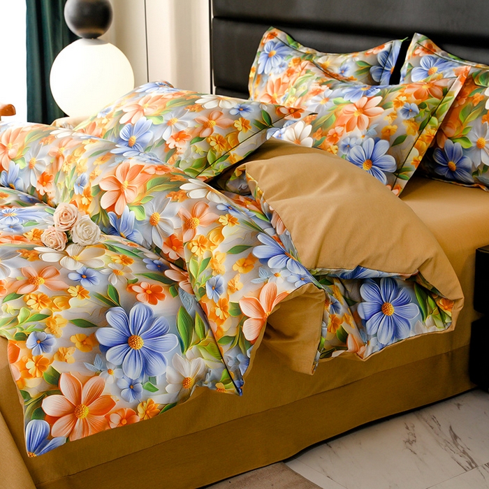 91家纺网 家纺一手货源 找家纺 幸嘉轩 2025新款亲肤舒适5D数码印花四件套 香草美人