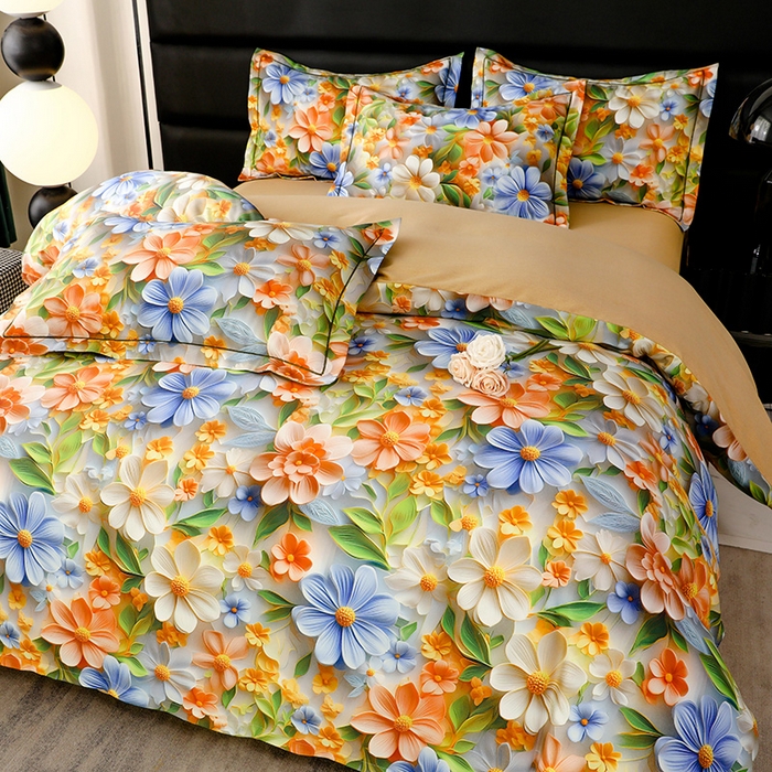 91家纺网 家纺一手货源 找家纺 幸嘉轩 2025新款亲肤舒适5D数码印花四件套 香草美人