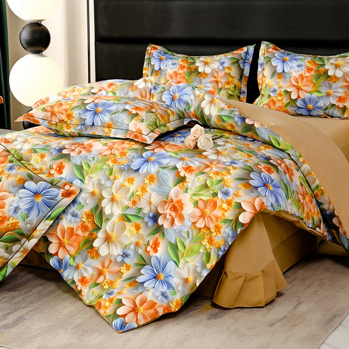 91家纺网 家纺一手货源 找家纺 幸嘉轩 2025新款亲肤舒适5D数码印花四件套 香草美人