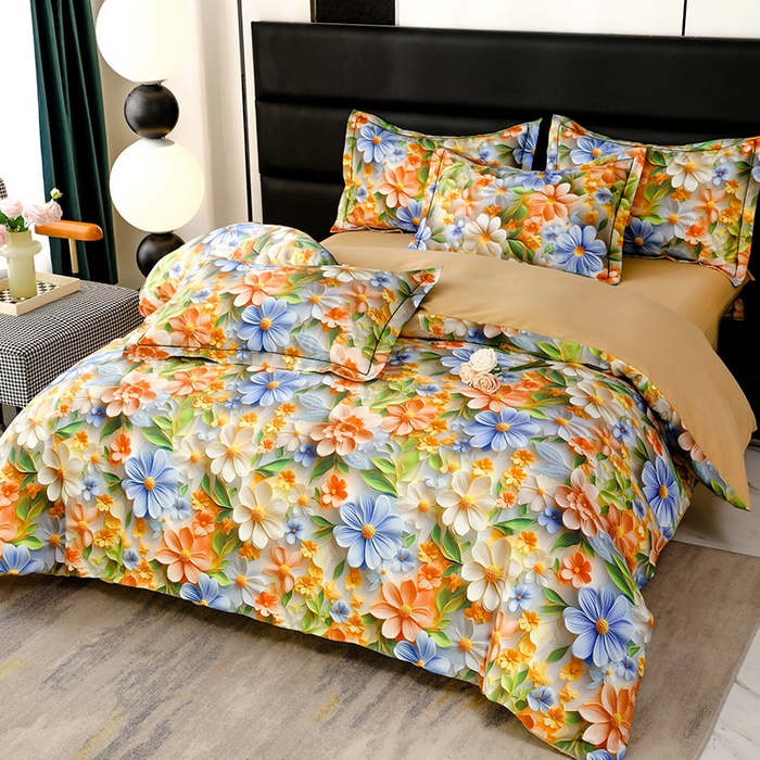 91家纺网 家纺一手货源 找家纺 幸嘉轩 2025新款亲肤舒适5D数码印花四件套 香草美人