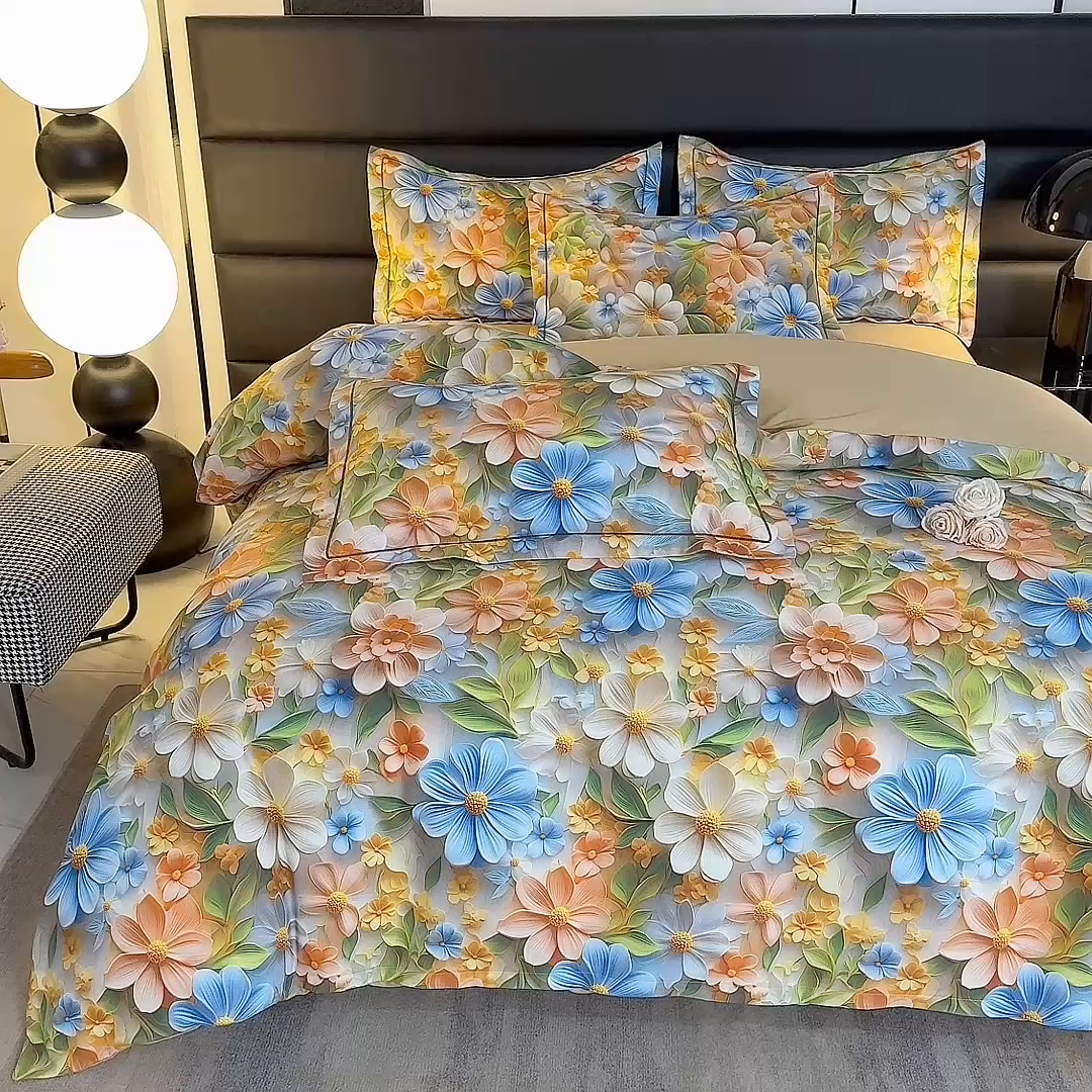 91家纺网 家纺一手货源 找家纺 幸嘉轩 2025新款亲肤舒适5D数码印花四件套 香草美人