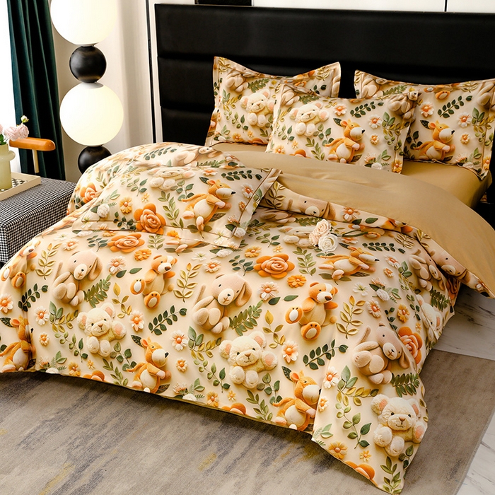 91家纺网 家纺一手货源 找家纺 幸嘉轩 2025新款亲肤舒适5D数码印花四件套 梦巴黎