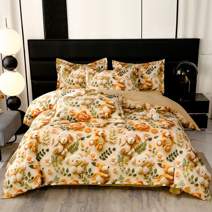 91家纺网 家纺一手货源 找家纺 幸嘉轩 2025新款亲肤舒适5D数码印花四件套 梦巴黎