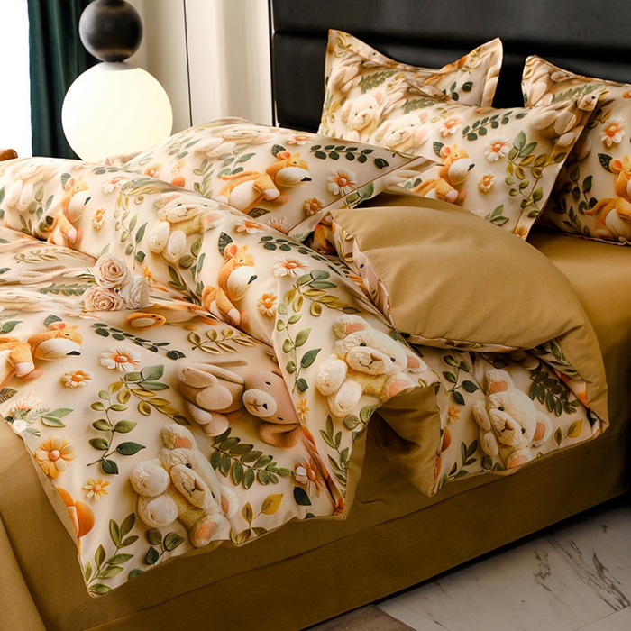 91家纺网 家纺一手货源 找家纺 幸嘉轩 2025新款亲肤舒适5D数码印花四件套 梦巴黎