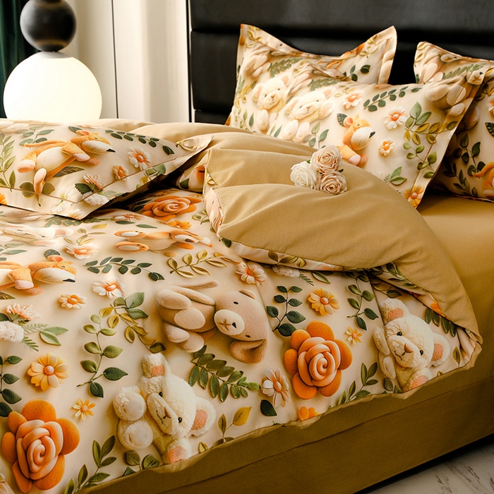 91家纺网 家纺一手货源 找家纺 幸嘉轩 2025新款亲肤舒适5D数码印花四件套 梦巴黎