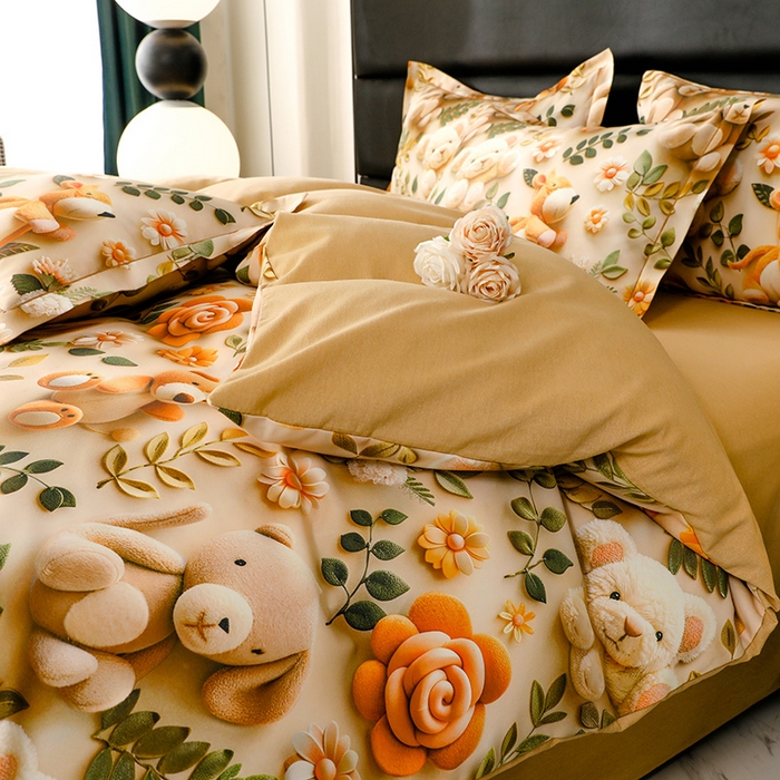 91家纺网 家纺一手货源 找家纺 幸嘉轩 2025新款亲肤舒适5D数码印花四件套 梦巴黎