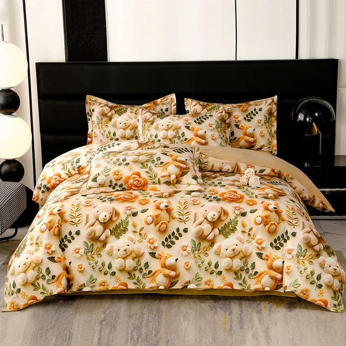 91家纺网 家纺一手货源 找家纺 幸嘉轩 2025新款亲肤舒适5D数码印花四件套 梦巴黎