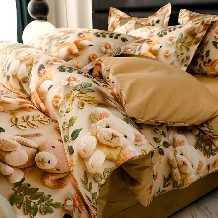 91家纺网 家纺一手货源 找家纺 幸嘉轩 2025新款亲肤舒适5D数码印花四件套 梦巴黎