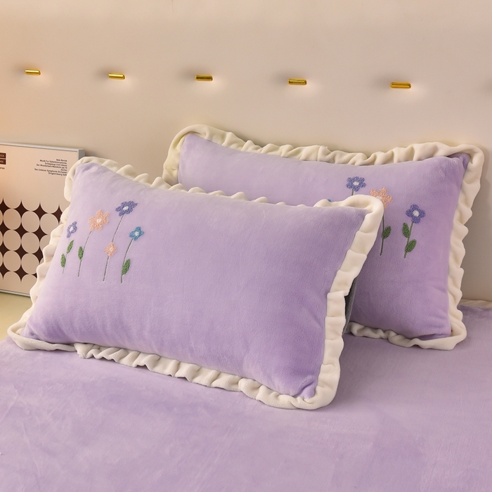 91家纺网 家纺一手货源 找家纺 畅畅家纺 2025新款A类亲肤舒适高克重牛奶绒绣花系列冬季四件套-繁花似锦 繁花似锦-紫