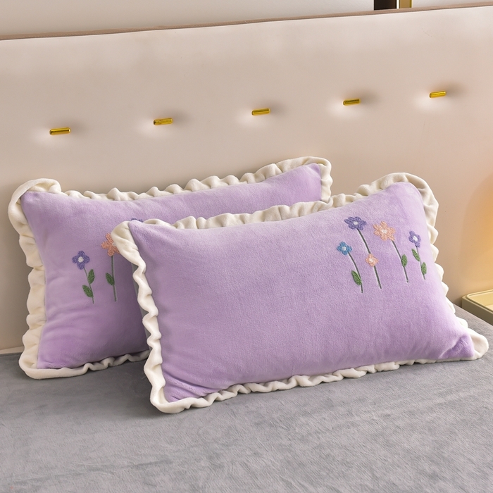 91家纺网 家纺一手货源 找家纺 畅畅家纺 2025新款A类亲肤舒适高克重牛奶绒绣花系列冬季四件套-繁花似锦 繁花似锦-紫+灰